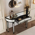 Mesa de consola moderna con espejo y cajón de almacenamiento, mesa de entrada semicircular para pasillo, vestidor o sala de estar de 47 pulgadas - Panipeachy