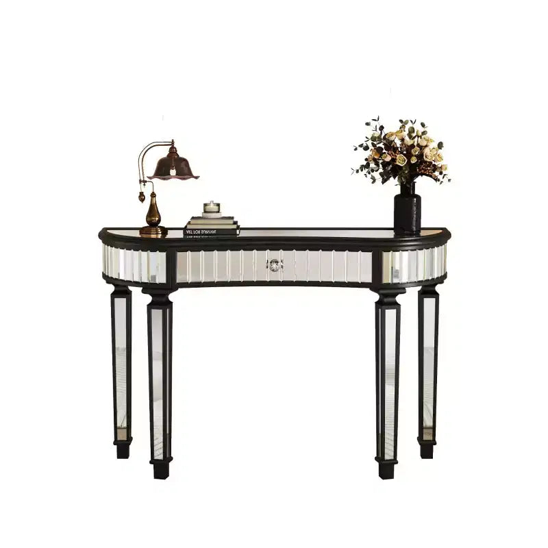 Mesa de consola moderna con espejo y cajón de almacenamiento, mesa de entrada semicircular para pasillo, vestidor o sala de estar de 47 pulgadas - Panipeachy
