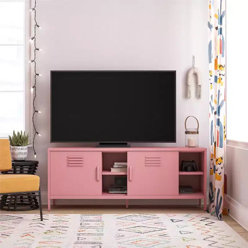 GDFStudio Ryn Traditional TV Stand with 2 Slide Doors