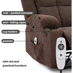 Sillón Reclinable Manual con Masaje por Vibración y Calefacción Lumbar, Sofá Individual con Bolsillo Lateral, Mecedora con Portavasos, Sillón Reclinable para Dormitorio