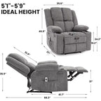 Sillón Reclinable Manual con Masaje por Vibración y Calefacción Lumbar, Sofá Individual con Bolsillo Lateral, Mecedora con Portavasos, Sillón Reclinable para Dormitorio