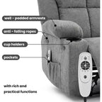 Sillón Reclinable Manual con Masaje por Vibración y Calefacción Lumbar, Sofá Individual con Bolsillo Lateral, Mecedora con Portavasos, Sillón Reclinable para Dormitorio