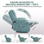 Sillón Reclinable Manual con Masaje por Vibración y Calefacción Lumbar, Sofá Individual con Bolsillo Lateral, Mecedora con Portavasos, Sillón Reclinable para Dormitorio