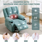 Sillón Reclinable Manual con Masaje por Vibración y Calefacción Lumbar, Sofá Individual con Bolsillo Lateral, Mecedora con Portavasos, Sillón Reclinable para Dormitorio
