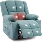 Manual Recliner Chair with Vibration Massage and Lumbar Heating,Single Sofa with Side Pocket,Rocking Chair with Cup Holder,Recliner Chair for Bedroom