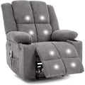 Sillón Reclinable Manual con Masaje por Vibración y Calefacción Lumbar, Sofá Individual con Bolsillo Lateral, Mecedora con Portavasos, Sillón Reclinable para Dormitorio