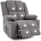 Sillón Reclinable Manual con Masaje por Vibración y Calefacción Lumbar, Sofá Individual con Bolsillo Lateral, Mecedora con Portavasos, Sillón Reclinable para Dormitorio
