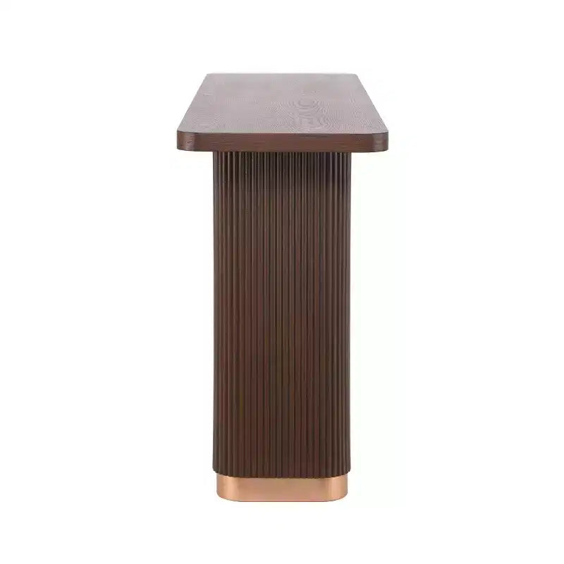 Mesa consola estrecha de 147 cm con superficie de chapa de fresno, mesa de sofá moderna, mesa de entrada para sala de estar, pasillo o recibidor-Panipeachy