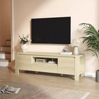 Mueble de TV de Granja de 63 pulgadas con gabinete, centro de entretenimiento para televisores de hasta 70 pulgadas, no requiere ensamblaje, acabado natural