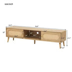 Mueble de TV natural de 70.8 pulgadas para televisores de hasta 80 pulgadas, consola multimedia con patas de madera maciza para sala de estar y cine en casa