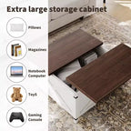 Mesa de centro cuadrada de diseño industrial con tapa elevable y almacenamiento para sala de estar