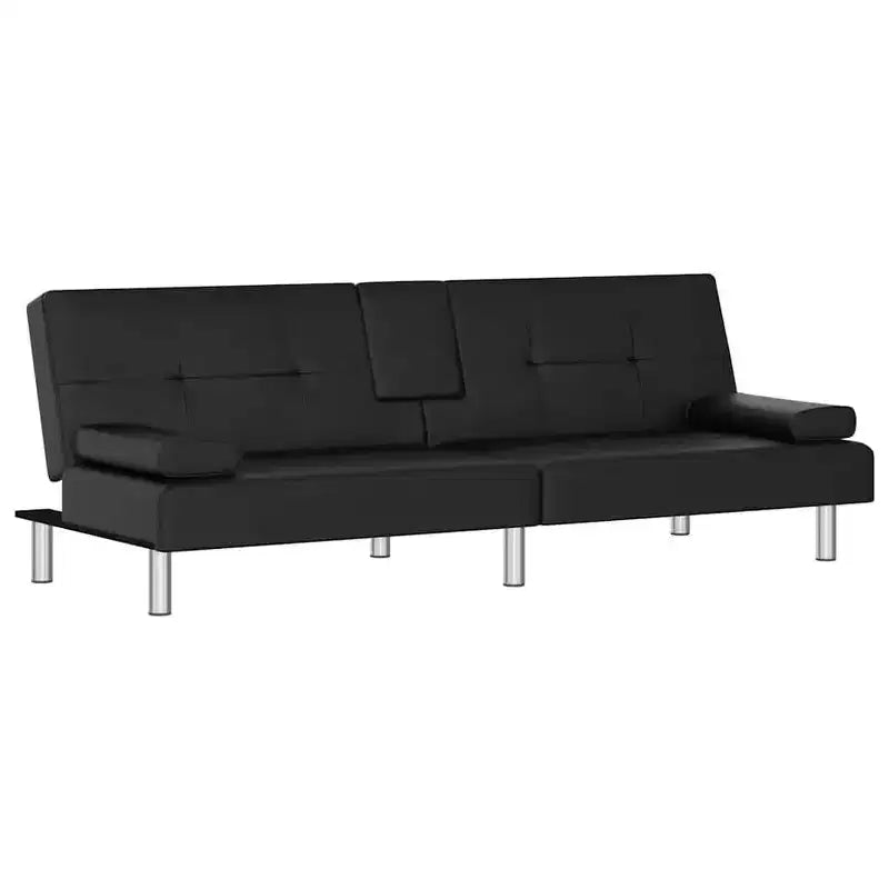 vidaXL Sofa Bed Foldable Sleeper Sofa Couch Bed with Cup Holders Faux Leather