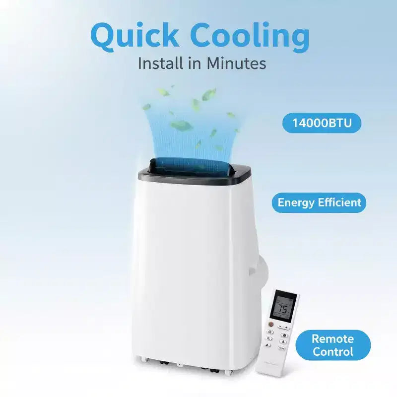 GustoWave Aire acondicionado porttil 14000 BTU, 3 en 1, para 500-700 pies, control remoto, pantalla LED y temporizador 24 horas
