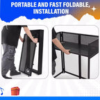 Mesa de DJ portátil, estación de DJ plegable con pantalla de iluminación, cabina con patas de fachada de DJ ajustables para fiestas, marco de metal negro
