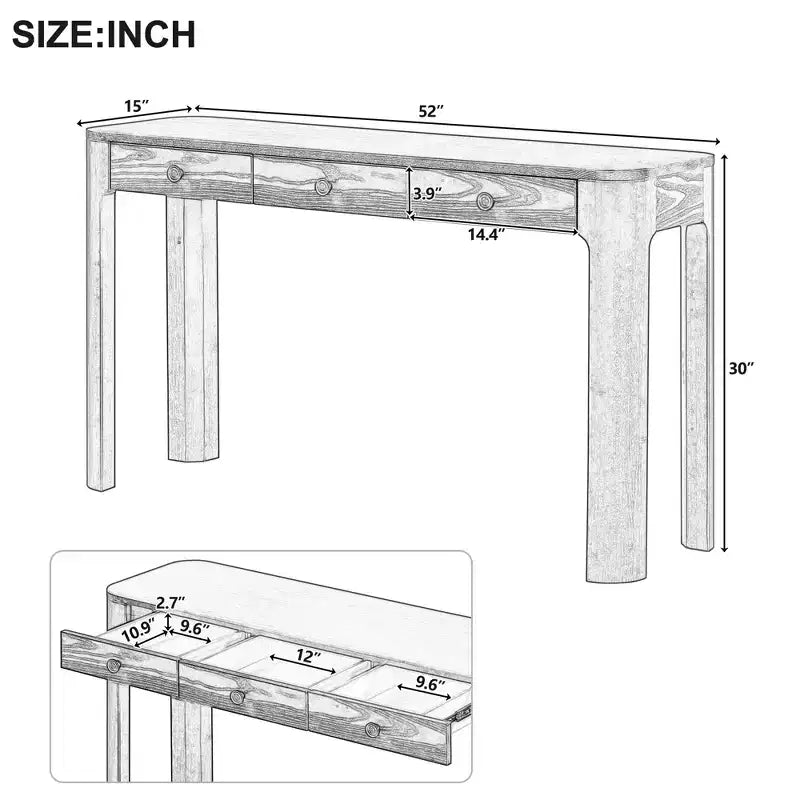 Mesa Consola Rústica Francis de 52"