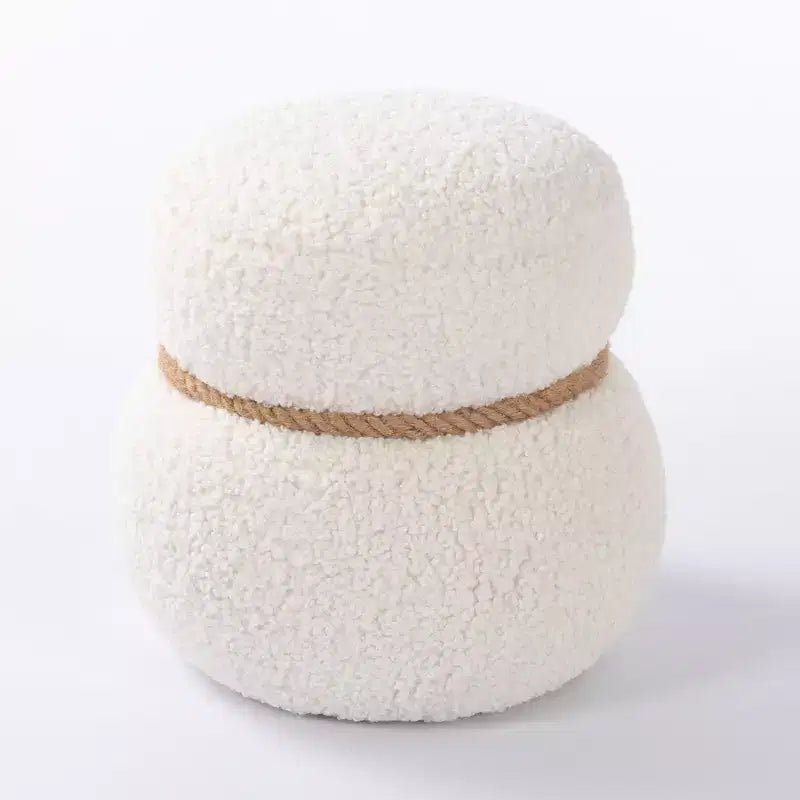 Puf otomano tapizado de muñeco de nieve redondo