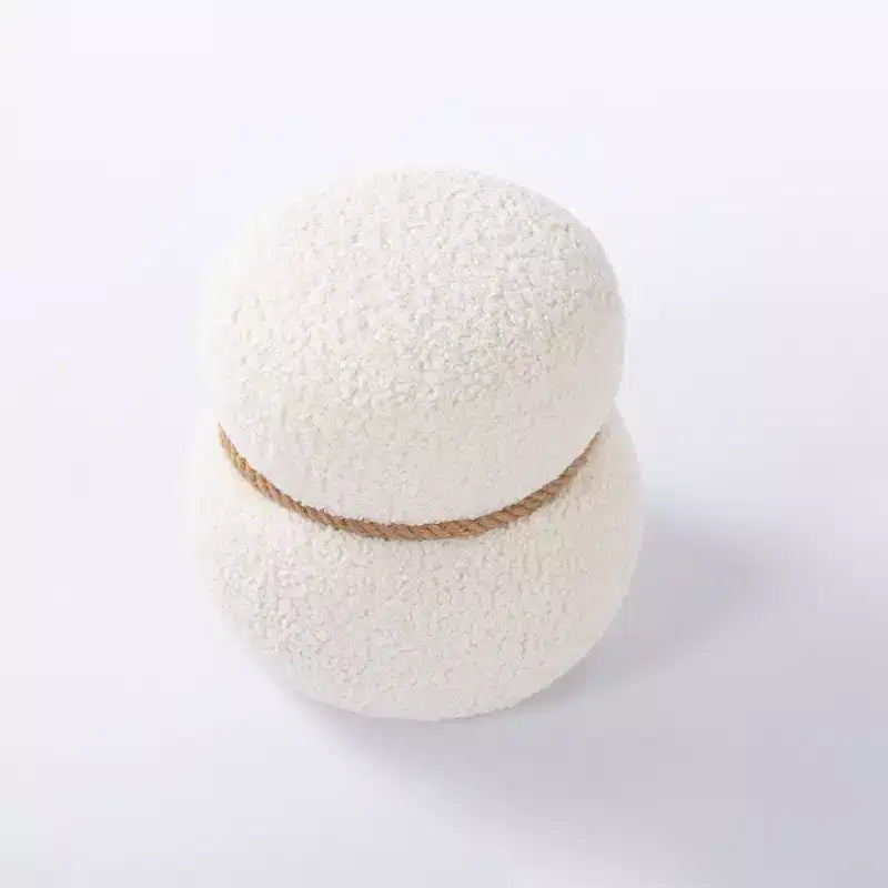 Puf otomano tapizado de muñeco de nieve redondo