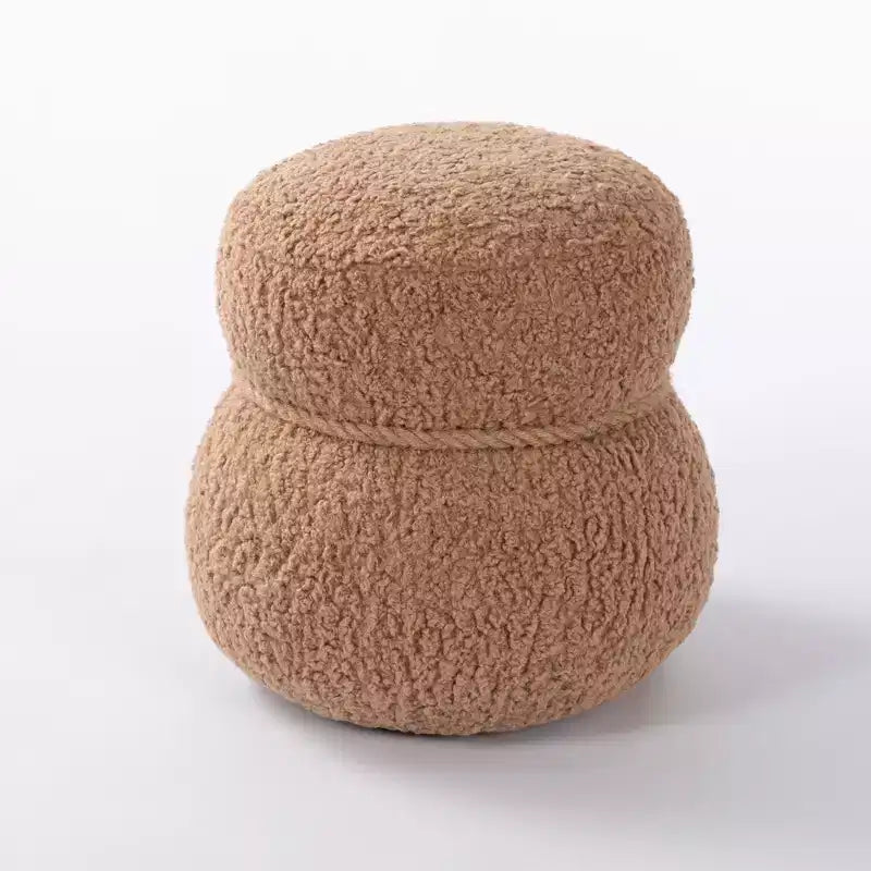 Puf otomano tapizado de muñeco de nieve redondo