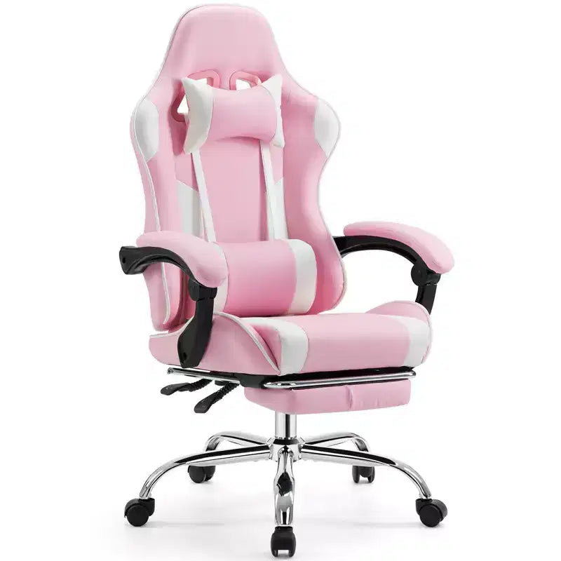 TUYOHW Ergonomic Gaming Chair with Footrest, PU Leather Recliner with Headrest and Fixed Up Armrest, Computer Chair for Study, Office