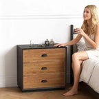 Mesita de noche de madera maciza de 31.49" Farmhouse