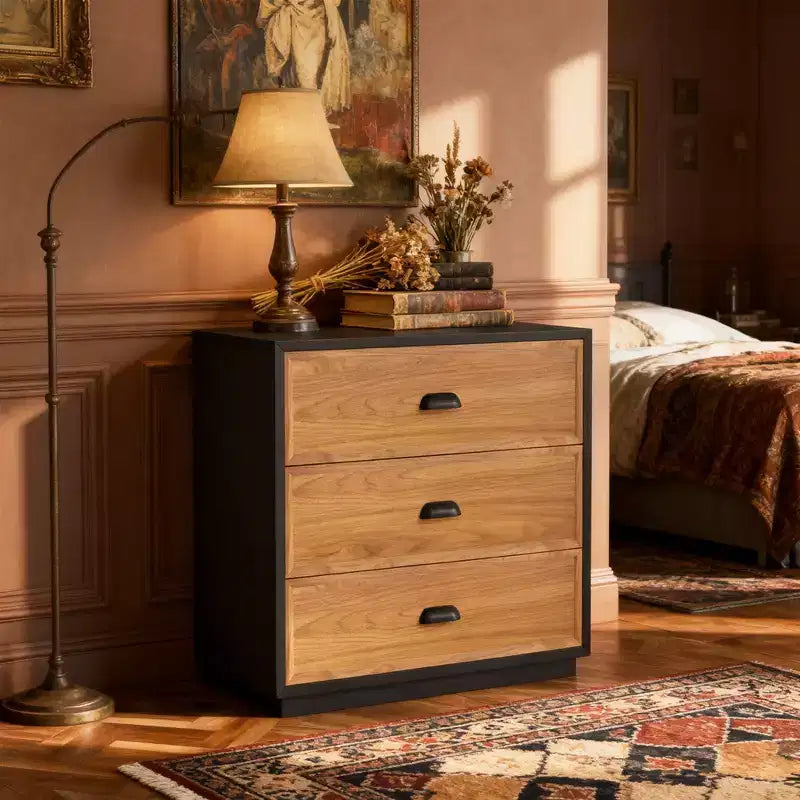 Mesita de noche de madera maciza de 31.49" Farmhouse