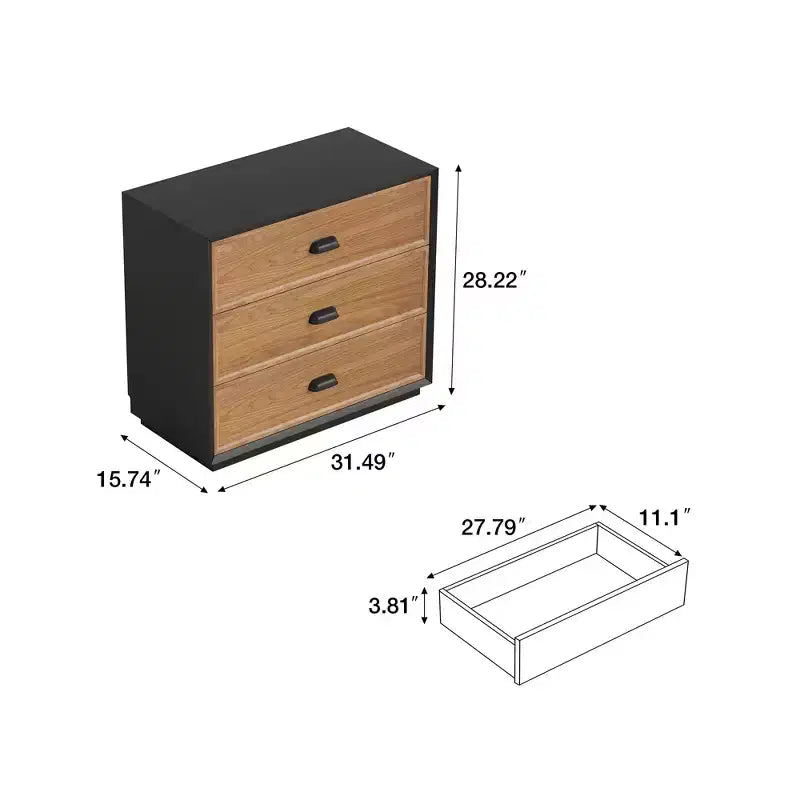 Mesita de noche de madera maciza de 31.49" Farmhouse