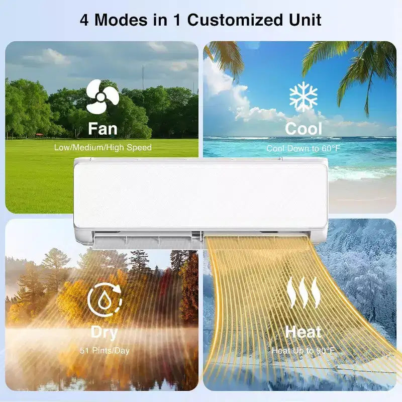 Ductless Mini Split Air Conditioner & Heater with Inverter Technology - 22 SEER2 - White