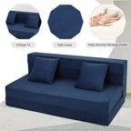 Sofá cama plegable convertible versátil - Futón perezoso de suelo 4 en 1 de tamaño doble con almohadas, espuma de alta densidad, sillón reclinable plegable