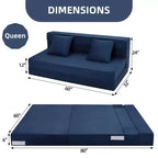 Sofá cama plegable convertible versátil - Futón perezoso de suelo 4 en 1 de tamaño doble con almohadas, espuma de alta densidad, sillón reclinable plegable