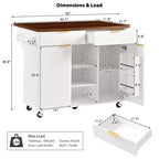 Isla de cocina móvil de granja 52 con tabla de extensión y cubierta de imitación mármol, carro de cocina rodante con almacenamiento para cocina o comedor-Panipeachy