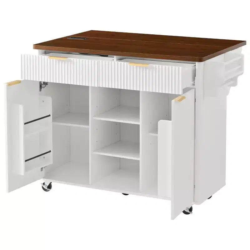Isla de cocina móvil de granja 52 con tabla de extensión y cubierta de imitación mármol, carro de cocina rodante con almacenamiento para cocina o comedor-Panipeachy