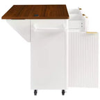 Isla de cocina móvil de granja 52 con tabla de extensión y cubierta de imitación mármol, carro de cocina rodante con almacenamiento para cocina o comedor-Panipeachy