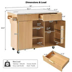 Isla de cocina móvil de granja 52 con tabla de extensión y cubierta de imitación mármol, carro de cocina rodante con almacenamiento para cocina o comedor-Panipeachy