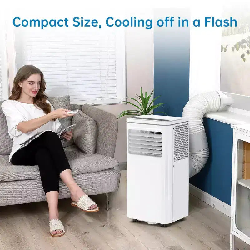 Acekool 8,000 BTU Portable Air Conditioner, 3-in-1 Cooling Fan Dehumidifier, Sleep Mode, 24H Timer, Remote for Rooms up to 350 Sq Ft