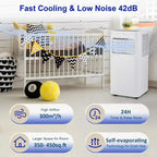 Acekool 10,000 BTU Portable Air Conditioner, 3-in-1 Cooling Fan Dehumidifier, Quiet AC with Remote, Timer, Window Kit for Rooms up to 450 Sq Ft