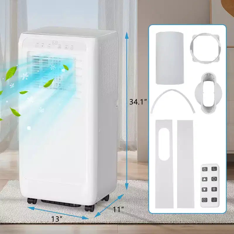 Acekool 8,000 BTU Portable Air Conditioner, 3-in-1 Cooling Fan Dehumidifier, Remote Control, 24H Timer for Rooms up to 350 Sq Ft