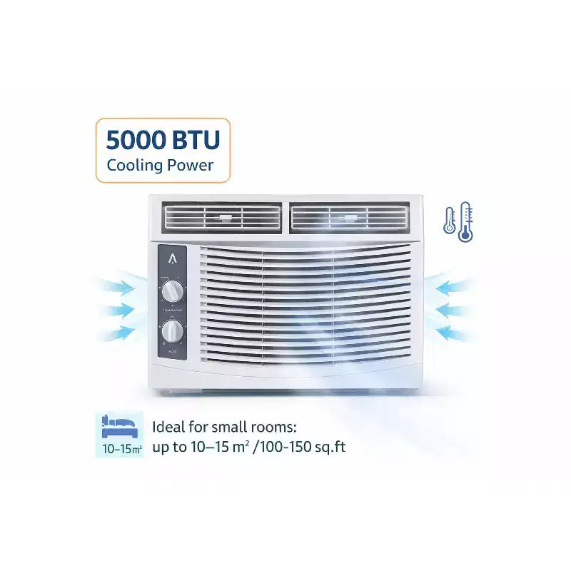 Acekool 5,000 BTU Window Air Conditioner, Fast Cooling Window AC with Remote, Timer, Quiet Room Cooling for Small Rooms up to 300 Sq Ft