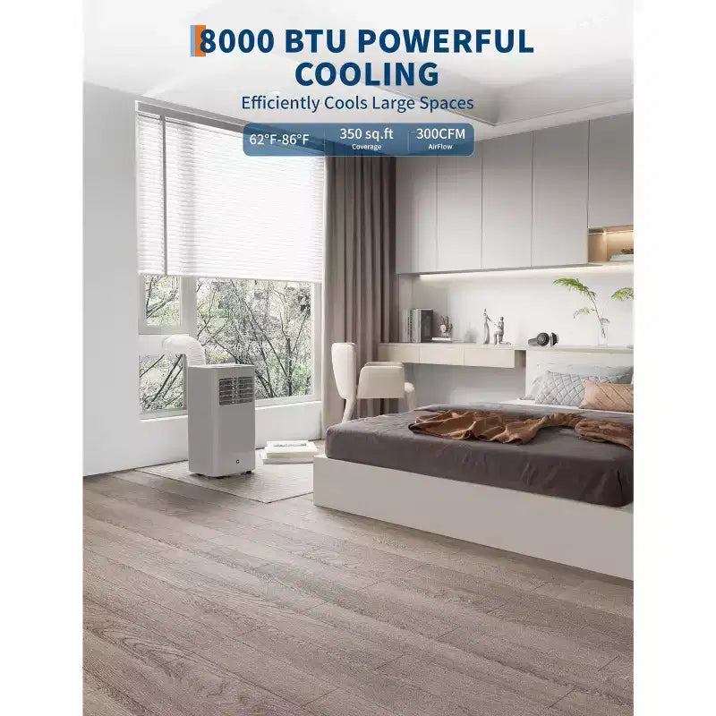 Quiet 7,000 BTU Portable Air Conditioner, 3-in-1 AC/Fan/Dehumidifier with Remote, 24H Timer & Sleep Mode, Cools Rooms up to 450 Sq.Ft