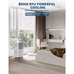 10,000 BTU Portable Air Conditioner for Room 160-215 Sq.Ft, 3 in-1 Drainage-free AC Unit with Dehumidifier, Fan, Remote Control