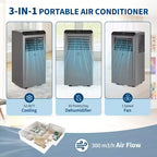 Powerful 10000 BTU Portable Air Conditioner  3-in-1 Cooling, Dehumidifier & Fan  Remote, 24H Timer, Quiet Operation, Window Kit