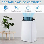 Quiet 14,000 BTU Portable AC Unit: 3-in-1 Cooling, Dehumidifier & Fan for Large Rooms Up to 750 Sq.Ft. Features Remote, Sleep Mode & 24-Hour Timer