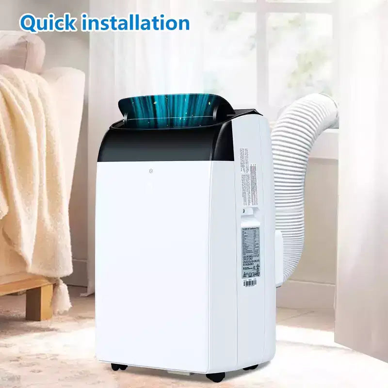 Small & Smart Portable AC: 12K BTU, 3-in-1 Cooling for 550 Sq.Ft. Rooms with LCD Remote Control. Features Fan & Dry Modes in White