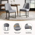 Juego de 2 sillas de comedor tapizadas con estructura de metal resistente y respaldo curvado, patas de altura ajustable para cocina y sala de estar