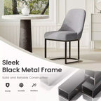 Juego de 2 sillas de comedor tapizadas con estructura de metal resistente y respaldo curvado, patas de altura ajustable para cocina y sala de estar
