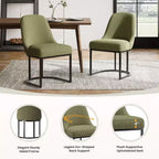 Juego de 2 sillas de comedor tapizadas con estructura de metal resistente y respaldo curvado, patas de altura ajustable para cocina y sala de estar