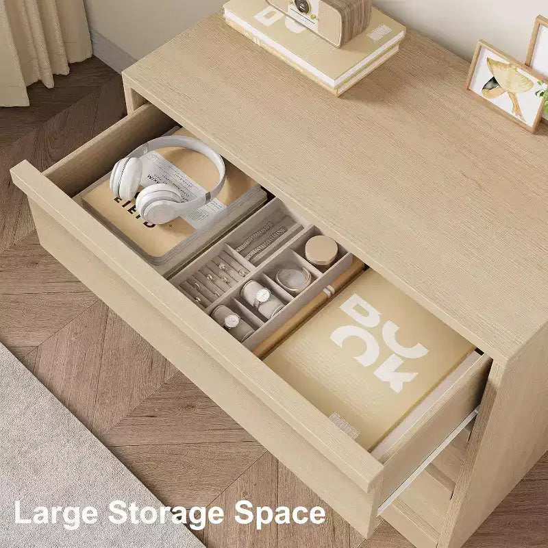 Cómoda alta moderna de 4 cajones, cajonera de almacenamiento de mediados de siglo para dormitorio, sala de estar y entrada