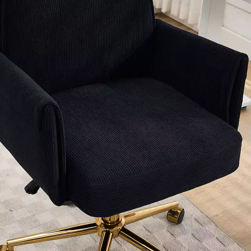 Silla de oficina elevable con respaldo medio, tela a rayas, ergonómica. Ideal para trabajar, estudiar y relajarse.