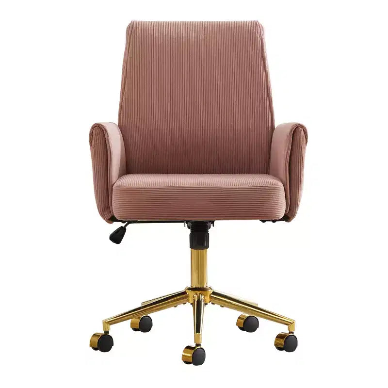 Silla de oficina elevable con respaldo medio, tela a rayas, ergonómica. Ideal para trabajar, estudiar y relajarse.