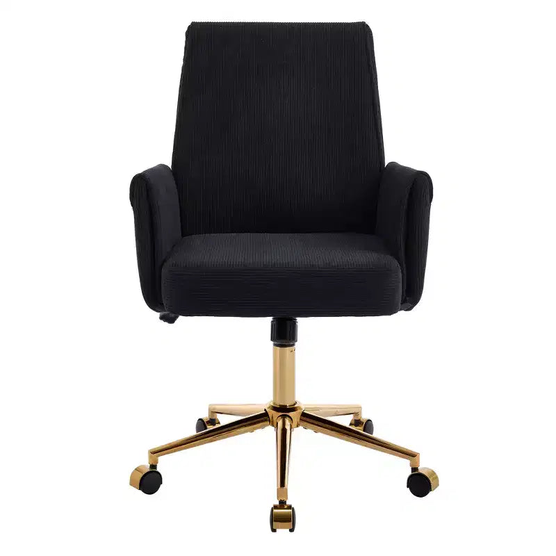 Silla de oficina elevable con respaldo medio, tela a rayas, ergonómica. Ideal para trabajar, estudiar y relajarse.