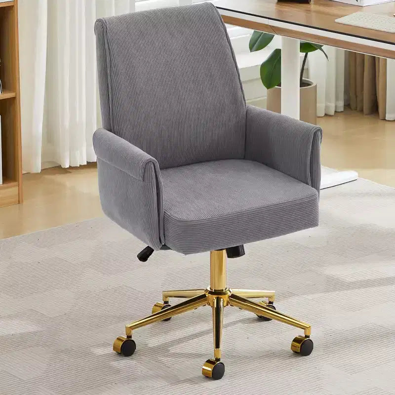 Silla de oficina elevable con respaldo medio, tela a rayas, ergonómica. Ideal para trabajar, estudiar y relajarse.
